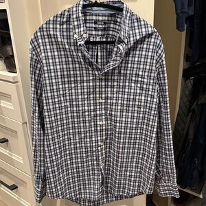 Izod Men's Navy and White Plaid Shirt